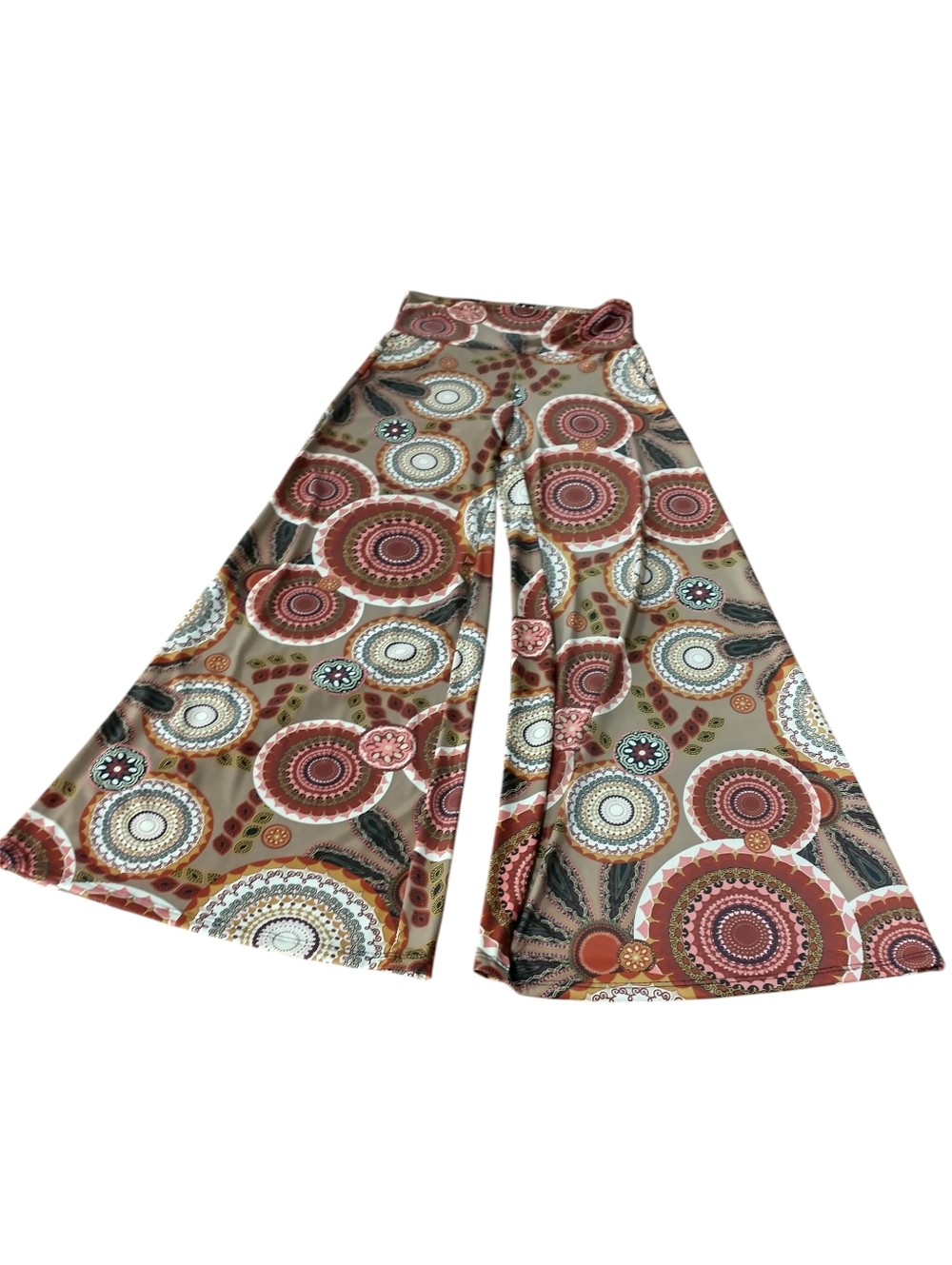 Boho Circular Print Wide Leg Pants